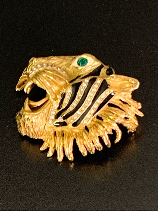 ERWIN PEARL Accessories - VINTAGE ERWIN PEARL RHINESTONE ENAMEL TIGER BROOCH